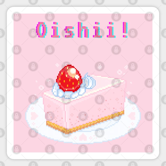 Kawaii Pixel Oishii Dream Dessert (strawberry mousse) Magnet by OMC Designs